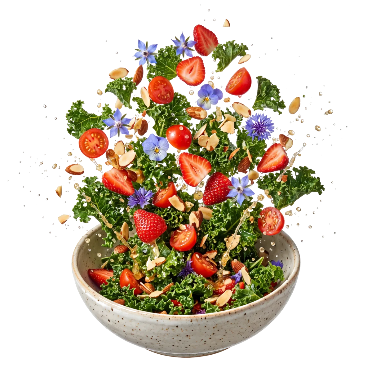 Green Cresco salad bowl mid-explosion
